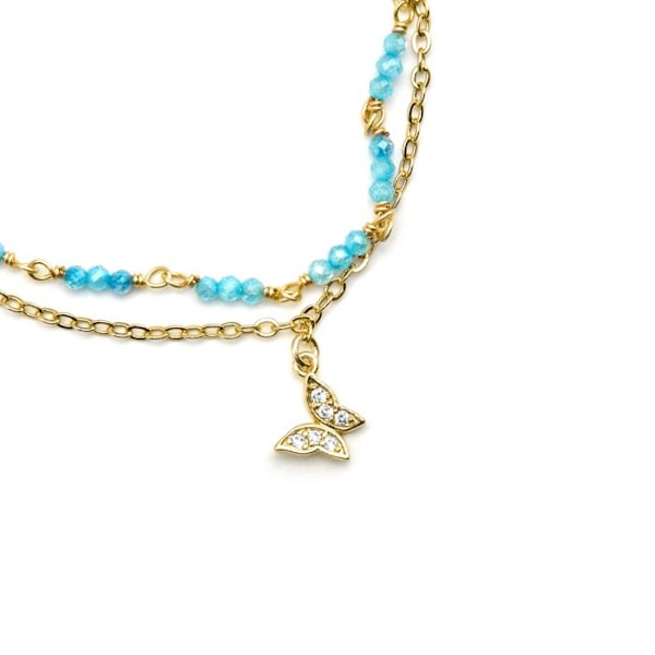Armband - Luxenter - Zinli - Blått kristall - 18k guld - 16cm + 3cm förlängning Blå