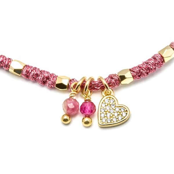 Armbånd - Luxenter - Hjerte - Sølv 925 - 18K guld - Rosa krystal Rosa