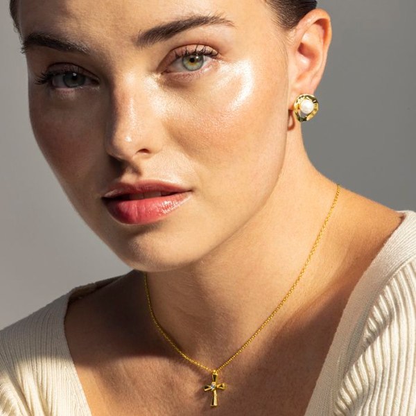 Collier - Adxi - Kubisk zirkon - Gult guld 18K - Justerbar hängsmycke - Kvinna