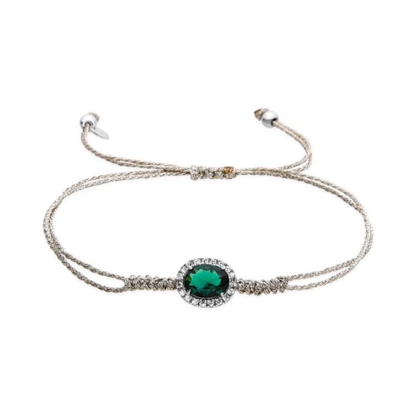 Armband - Luxenter - Lyla - Silver 925 - Zirkon smaragd - Justerbar Grön