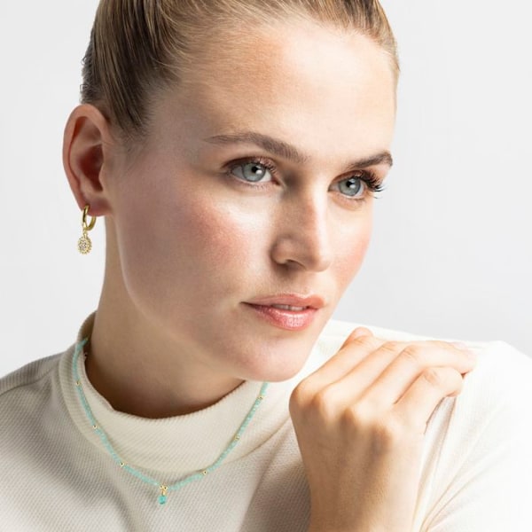 Collier - Athat - 18 Karat Guldpladeret Legering - One Size - Grøn - Amazonit Grön