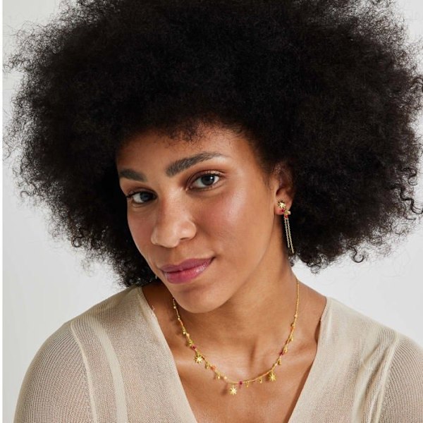 Collier - Sekhay - Sølv 925 - Multifarvede krystaller - 18K guld - 42 cm + 3 cm forlængelse Flerfärgad