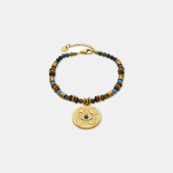 Rannekoru - Luxenter - Salki - Monivärinen luonnonkivi - 18k kulta - Boho-tyyli Flerfärgad