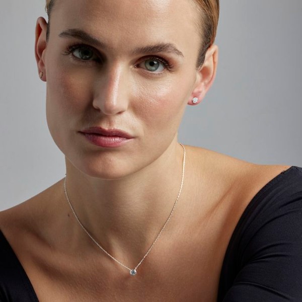 Halsband - Luxenter - Akele - Kubisk zirkon - Rhodiumbeläggning - 40,5 cm + 3 cm förlängning