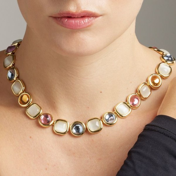 Halsband - Luxenter - Mante - Guld 18K - Flerfärgad kristall - 42 cm + 3 cm förlängning Flerfärgad