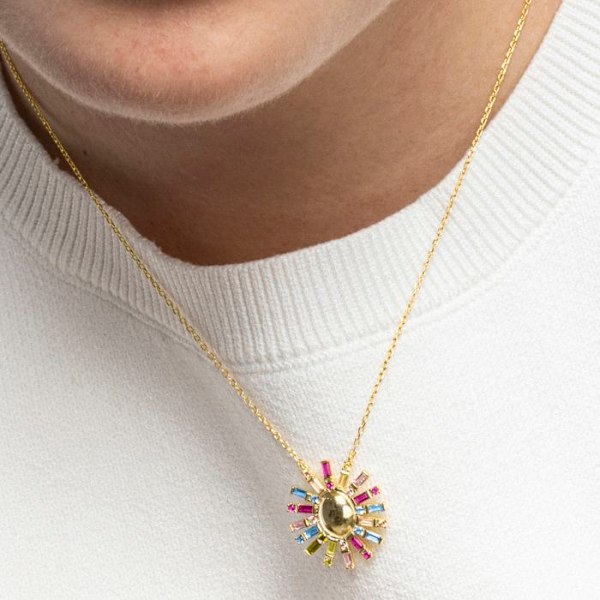 Collier - Luxenter - Otyx - Silver 925 - Flerfärgad zircon - Guld 18k Flerfärgad