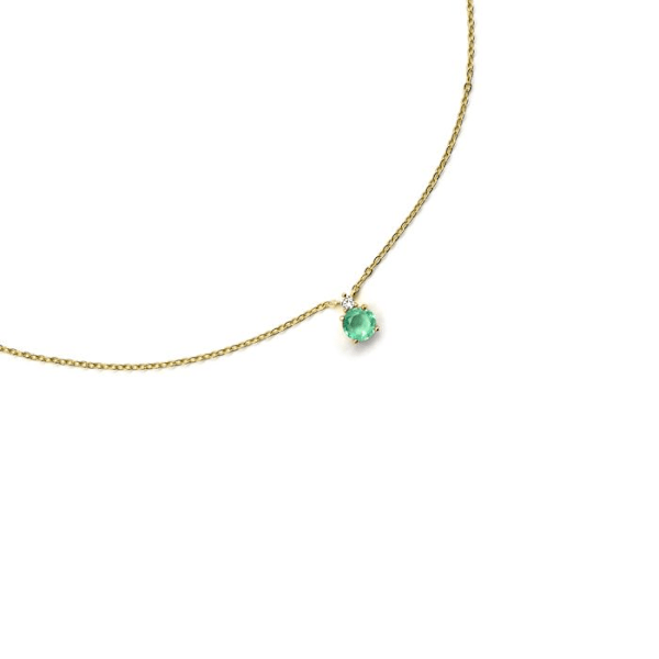 Collier Luxenter i 925 sølv og pastelgrønnd hydrotermisk kvarts med 18k guld finish - Akma Pastellgrön