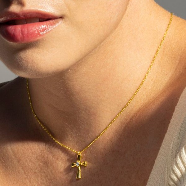 Collier - Adxi - Kubisk zirkon - Gult guld 18K - Justerbar hängsmycke - Kvinna