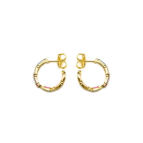 Örhängen - Luxenter - Hinnar - Silver 925 - Flerfärgad zirkon - Guld 18k Flerfärgad