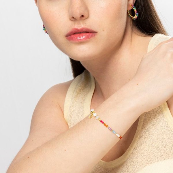 Armband - Shasha - Silver 925 - 18 Karat Guldfoliering - Flerfärgad Kristall - Enstorlek Flerfärgad