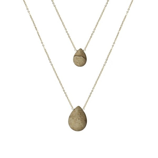 Collier - Abélia - Jasper Paisage - Forgyldt i 18 Karat Guld - Én Størrelse - Brun kastanj
