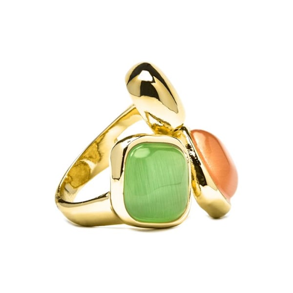 Ring - Shureo - Multicolor cat's eye - 18k yellow gold - 26.4 mm - 29.5 mm mångfärgad 14