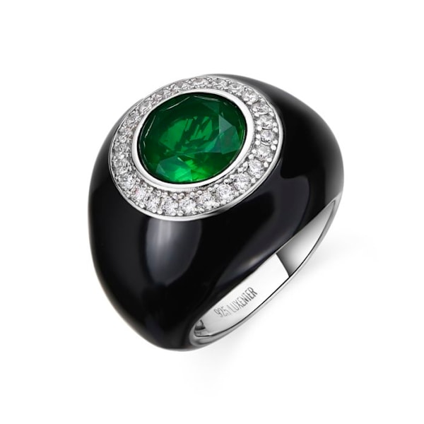 Ring - Luxenter - Iosa - Silver 925 - Green hydrothermal quartz - Rhodium plated grön 14