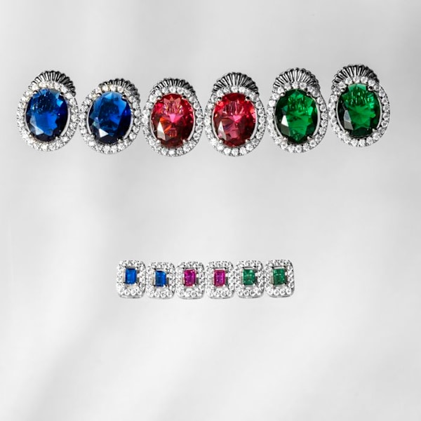Luxenter Øreringe i 925 sølv og akvamarin zircon, rhodium-belagt - Sesh