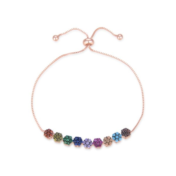 Armbånd - Jusit - Sterling sølv 925 - Flerfarvet zirkon - 18K rosaguld finish - 3,6g Flerfärgad