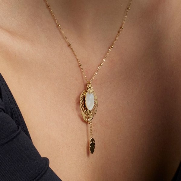 Halsband - Luxenter - Daklau - Guld 18k - 42 cm + 3 cm förlängning - Boho-stil