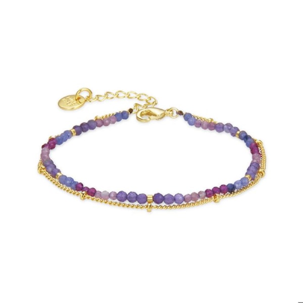 Armband - Aiel - Lila kristall - Gult guld 18K - 15 cm + 3 cm förlängning - Karbinhake Lila