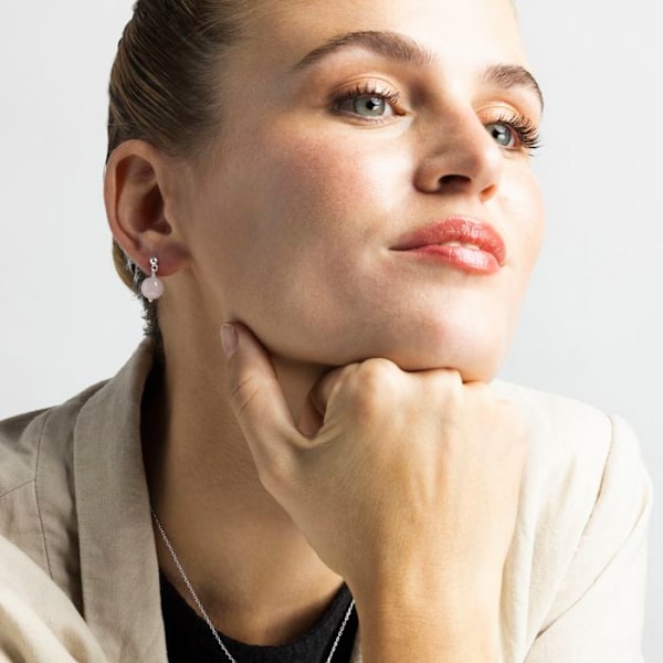 Örhängen - COLEKI - Silver 925 - Rhodium - Rose hydrotermal kvarts - Flerfärgad Flerfärgad
