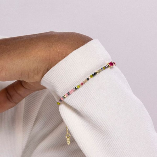 Armband - Baim - Multikolor Turmalin - 18k Guld - 16 Cm + 3 Cm förlängning - Karbinhake Flerfärgad