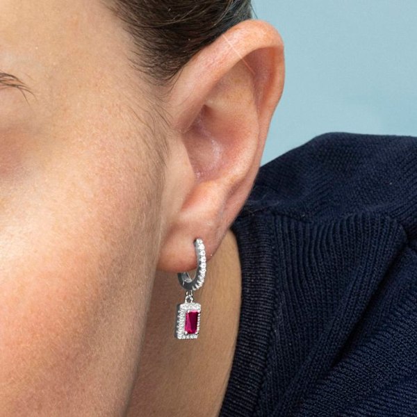 Boucles d'oreilles Luxenter i 925 sølv og rhodineret zirkonium - Koiesa Röd