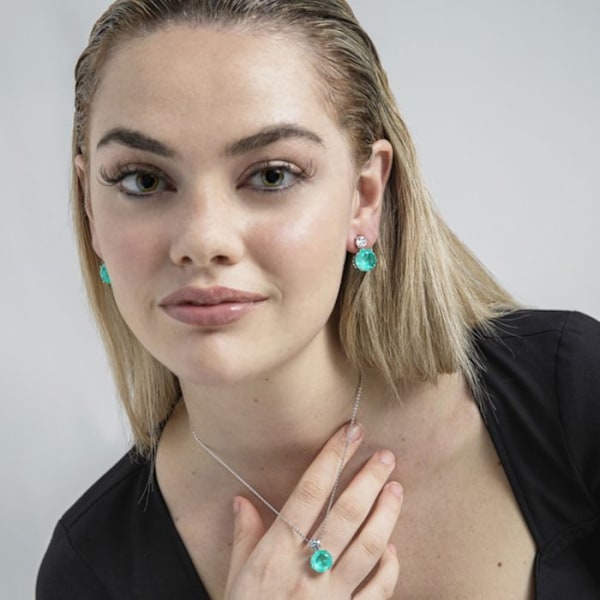 Örhängen - Sucrow - Silver 925 - Rhodinerad - Santa María Zircon - One size Grön