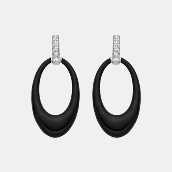Øreringe - Onves - Sølv 925 - Sort lak - Rhodium-belagt - 30 mm Svart