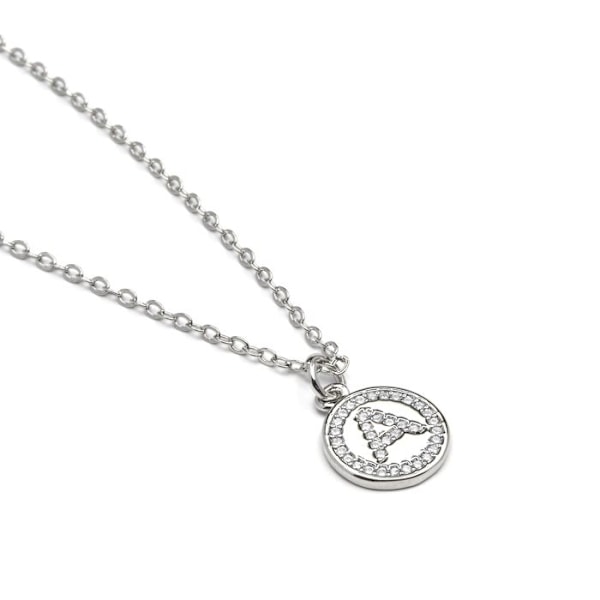 Halsband - Luxenter - Alphabet A - Zirkonium brillant - Rhodiumpläterad - 42 cm + 3 cm