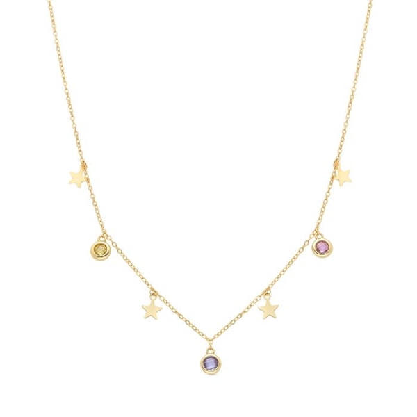 Collier - Luxenter - Sunah - Guld 18 karat - Flerfärgad zirkon - 42 cm + 3 cm förlängning Flerfärgad