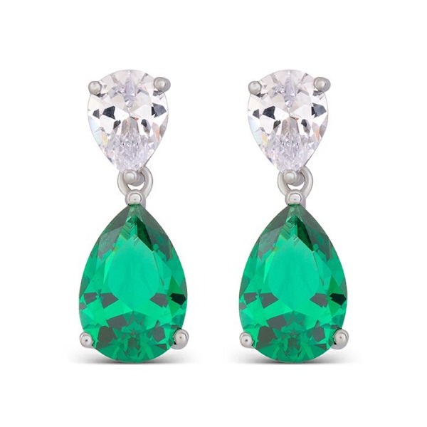 Örhängen - Luxenter - Chenwa - Silver 925 - Zirkon smaragd - 20 mm Grön