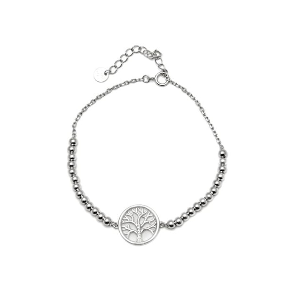 Armbånd - Sølv 925 - Livets Træ - Rhodineret - Zircone - One Size Vit