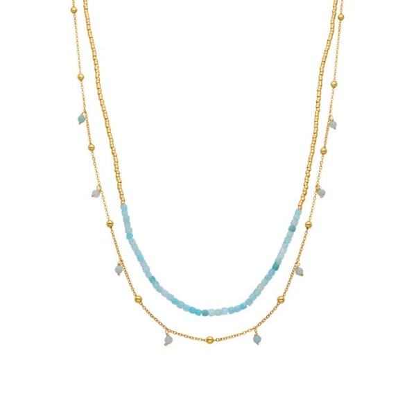 Collier - Luxenter - Akya - Gult guld 18 karat - Turkos - Boho stil