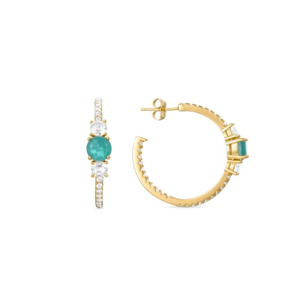 Örhängen - Luxenter - Marsais - Silver 925 - Zirkon smaragd - Guld 18K