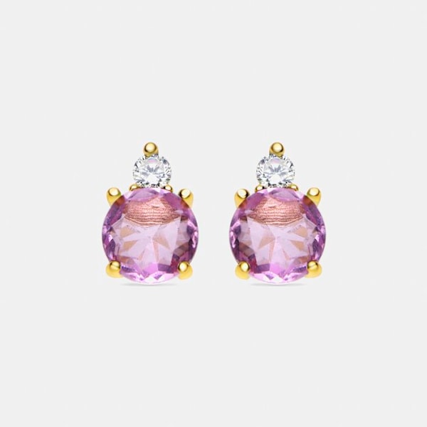 Øreringe - Akma - Kunzite - Sølv 925 - Guld 18 karat - 6 mm x 9 mm Rosa