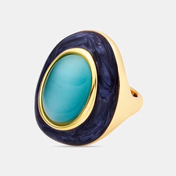 Ring - Luxenter - Gori - Blå kattöga - 18 karat guld - Bredd 30 mm blå 14