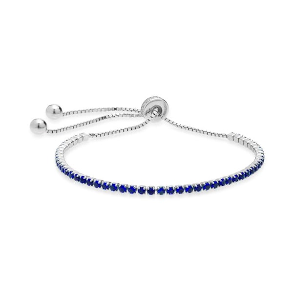 Armband - Leythor - Silver 925 - Rhodium - Zirkon Safir - Universell storlek Blå