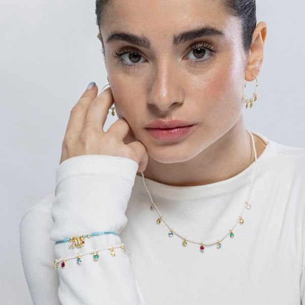 Collier - Luxenter - Alori - Argent 925 - Multifarvede zirkoner - 18k guld Flerfärgad