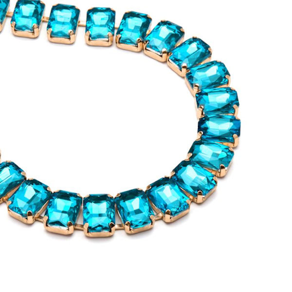 Collier - Luxenter - Ankek - Blått kristall - 18 karat guld - 44 cm + 10 cm förlängning Blå