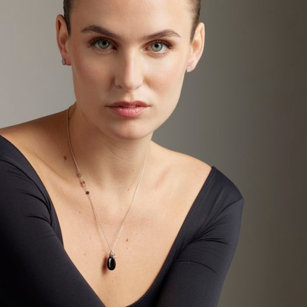 Collier - Adak - Legering - Rhodium - Onyx - One size - Sort Svart
