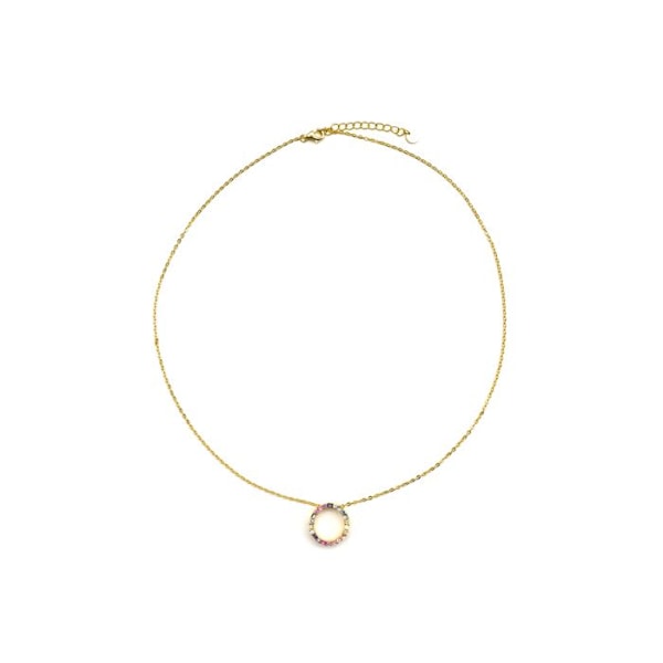 Collier - Luxenter - Hrius - Argent 925 - Multicolor zirkon - Guld 18k Flerfärgad