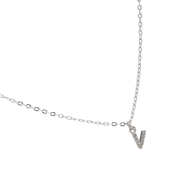 Collier - Luxenter - Alphabet V - Silver - Zirkonium - 42 cm + 3 cm förlängning