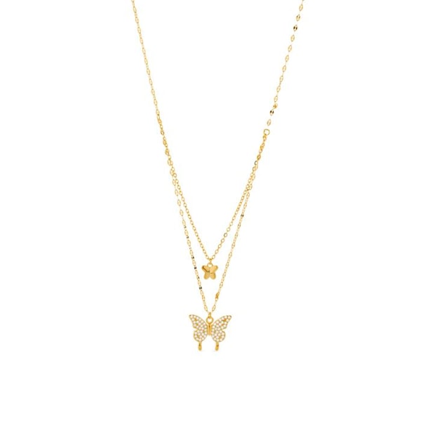 Collier - Ymi - Sølv 925 - 18K Guld Finish - Længde 42 cm - Vedhæng 13,5x15 mm