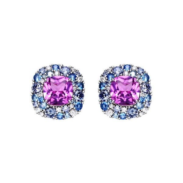 Sølv 925 øreringe med multikolor zircon, rhodium-belagt - Uxre Flerfärgad