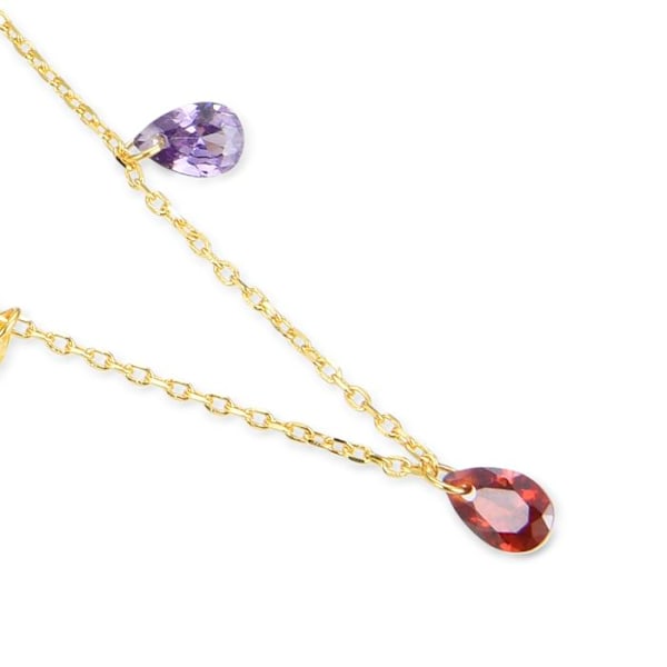 Collier - Lukza - Argent 925 - Multifarvet zirkon - 18K guld - 42 cm + 3 cm forlængelse Flerfärgad