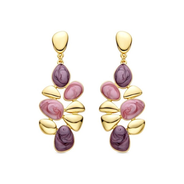 Örhängen - Nortul - Lila resin - 18K guld - Längd 65 mm - Kvinna Lila