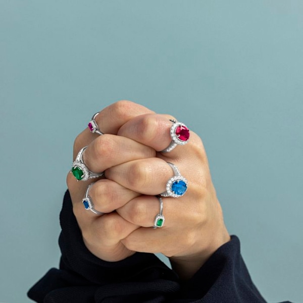 Luxenter Ring i 925 sølv og zirconium i smaragd belagt med rhodium - Lyla grön 18