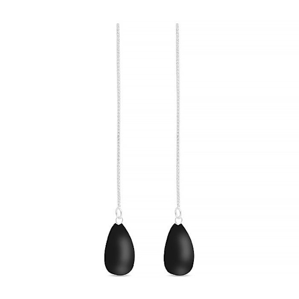 Örhängen - ZOQOYI - Silver 925 - Rhodium - Onyx - One size Svart