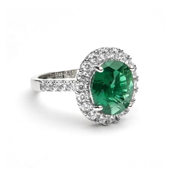 Luxenter Ring i 925 sølv og zirconium i smaragd belagt med rhodium - Lyla grön 18