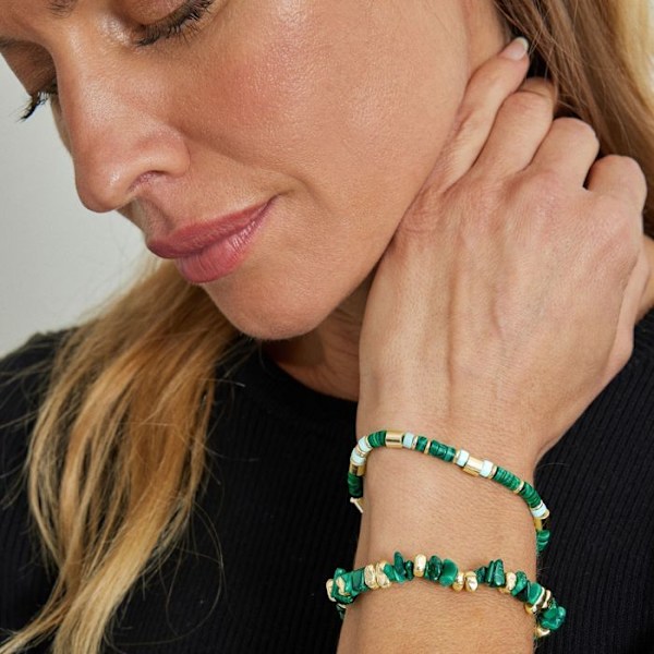 Armband - Ihun - Silver 925 - Förgyllt med 18 karat guld - Malakit - One size Grön