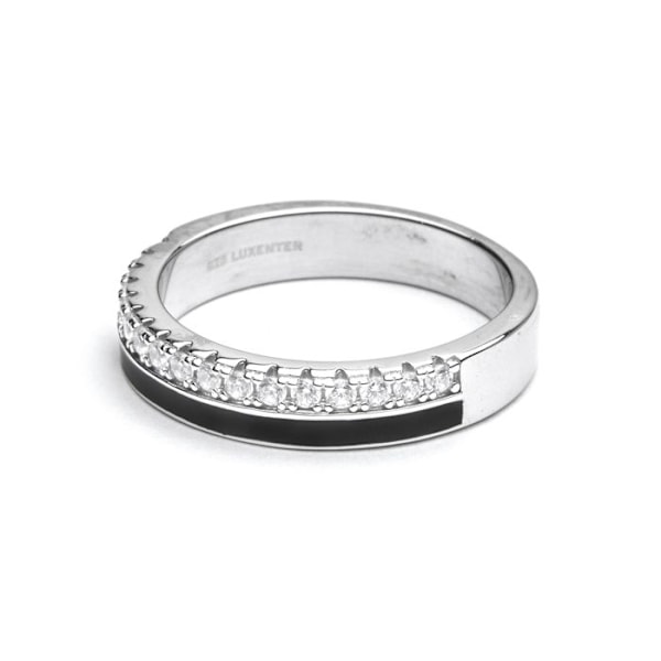 Ring - Luxenter - Dersa - Sterling sølv 925 - Sort emalje - Rhodiumbelagt svart 14
