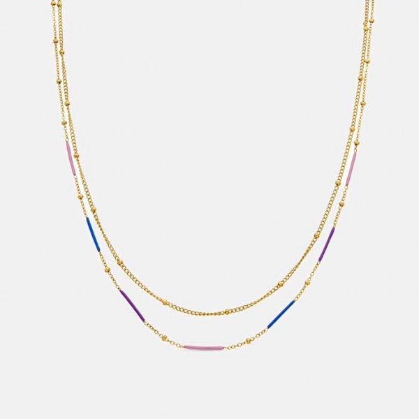 Collier Luxenter med multicolor lakeret 18k guldfinish - Lueo Flerfärgad